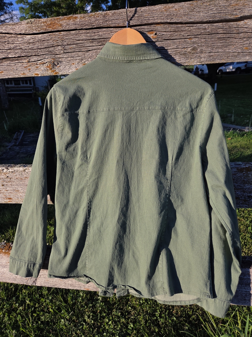 Olive Green Button-Front Utility Shirt - Picture 11 of 13